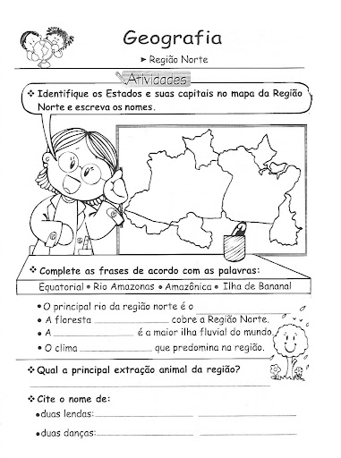 Cantinho das Atividades Escolares: Região Norte